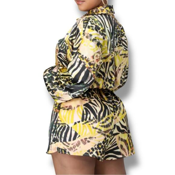 Goodtime USA Pants - Goodtime U.S.A. mixed animal print long sleeve romper NEW